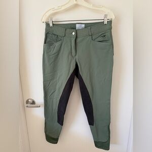 Hadley Olive Green Riding Breeches Pants Sz 30R Equestrian Knee Patch